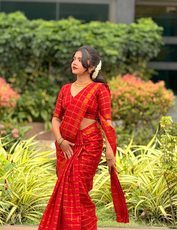 Red Sungadi Cotton Handloom Saree