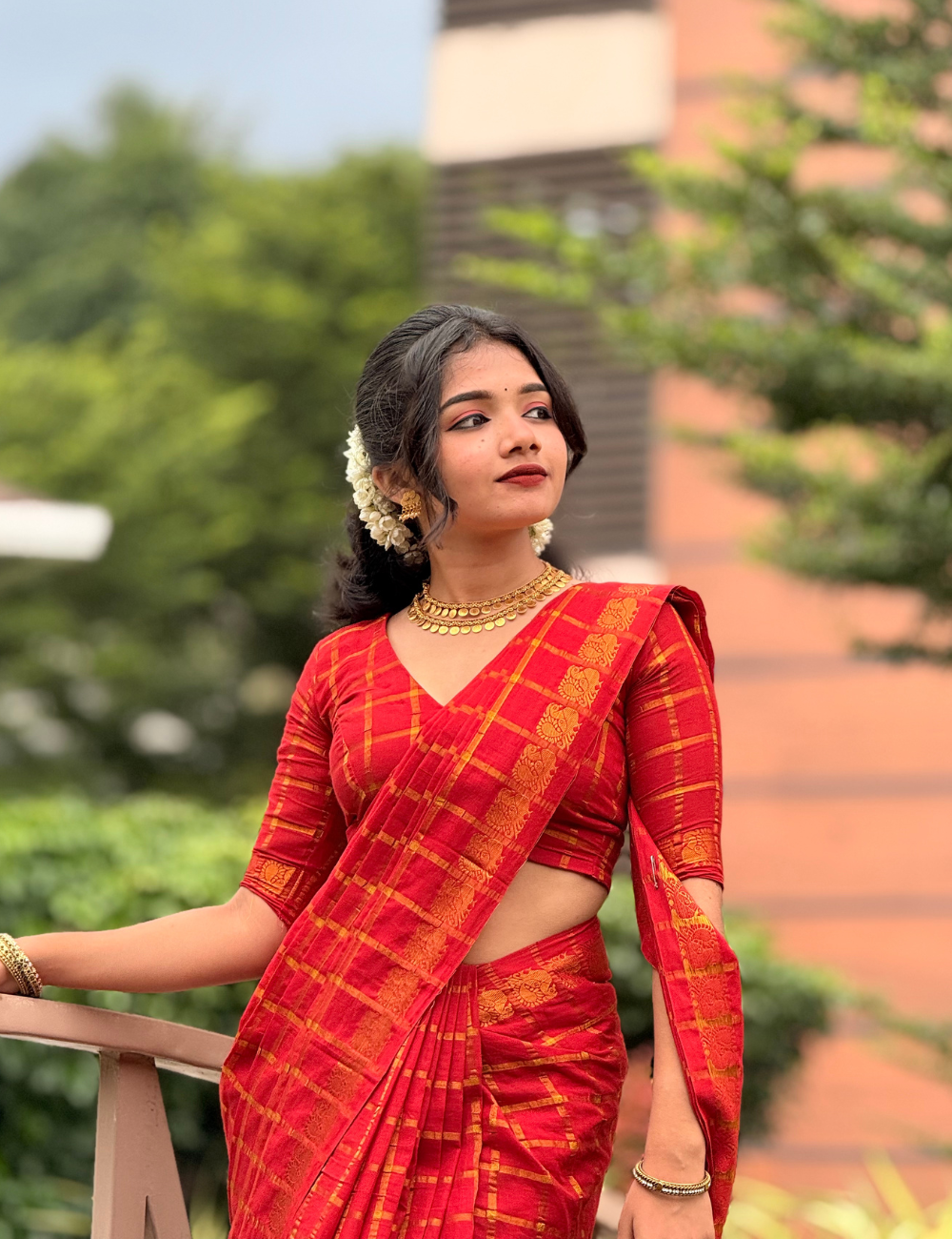 Red Sungadi Cotton Handloom Saree