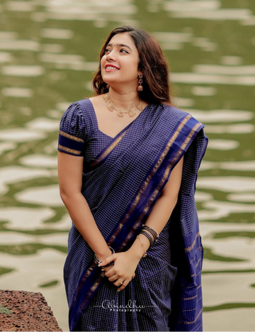 Blue - Kalyani Silk Cotton Saree