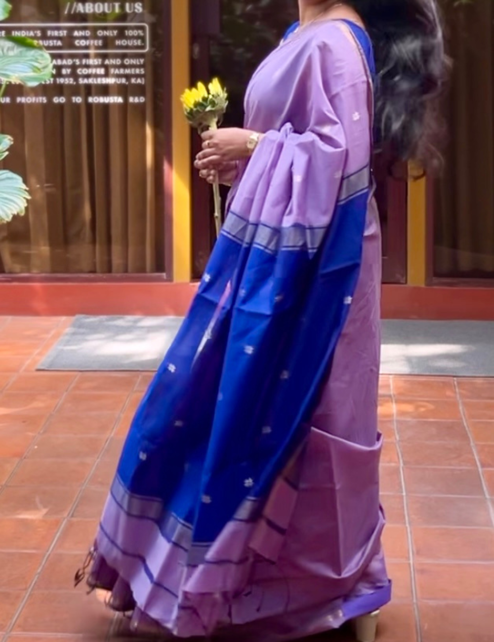 Lavender and Blue - Silk cotton Handloom Saree