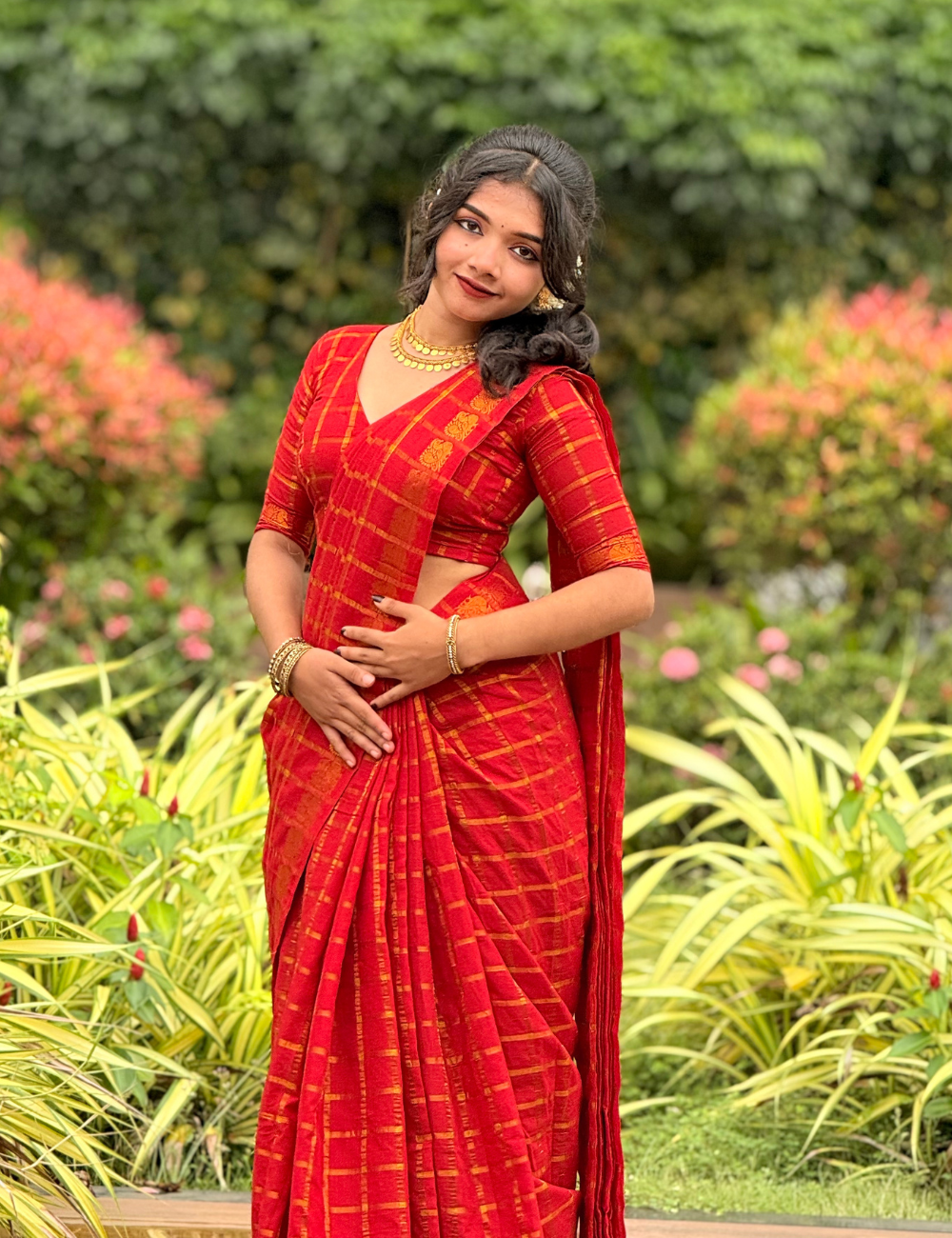 Red Sungadi Cotton Handloom Saree