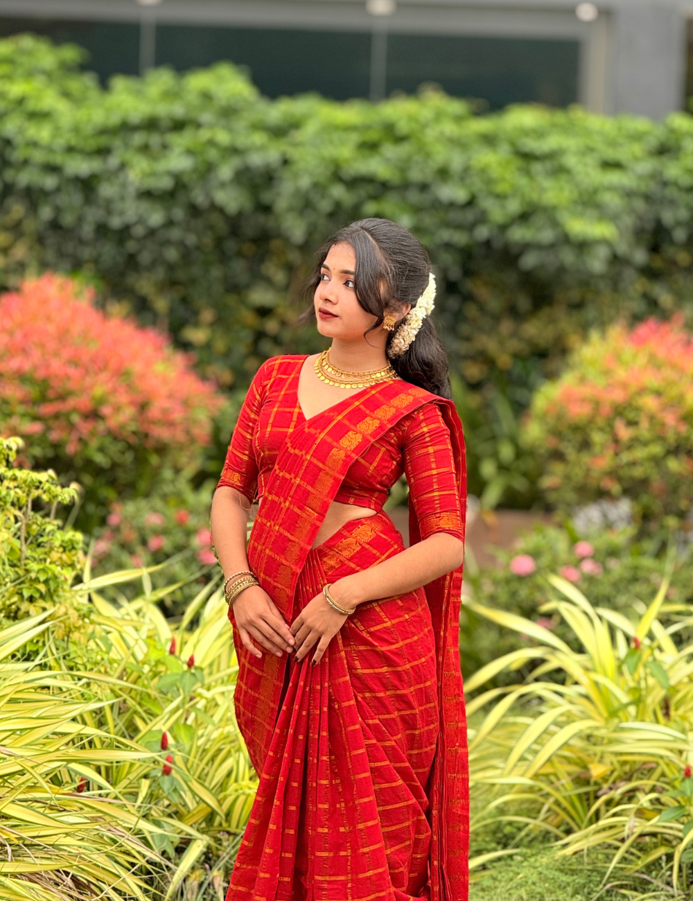Red Sungadi Cotton Handloom Saree