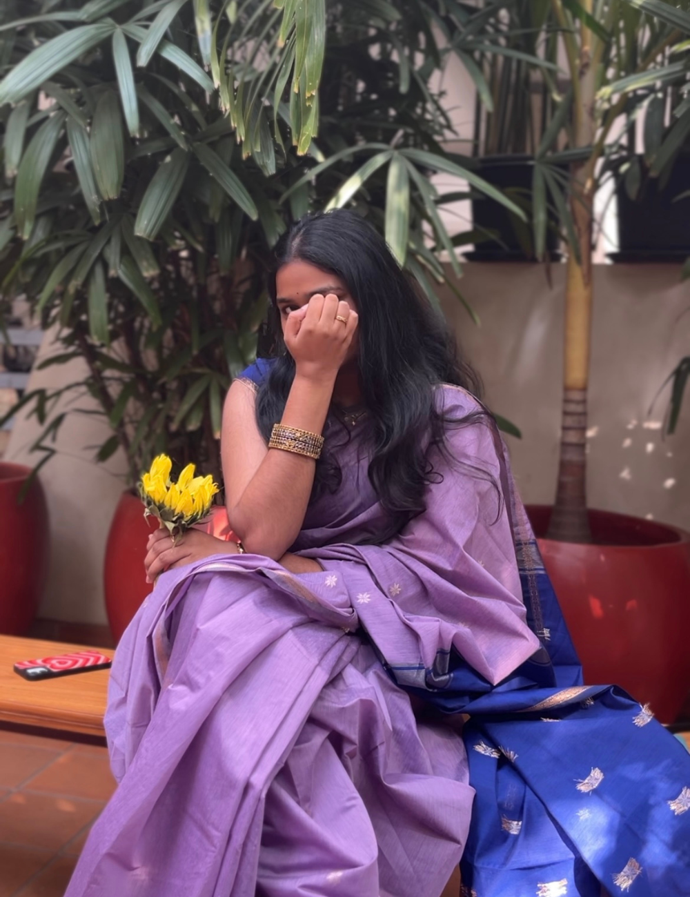 Lavender and Blue - Silk cotton Handloom Saree