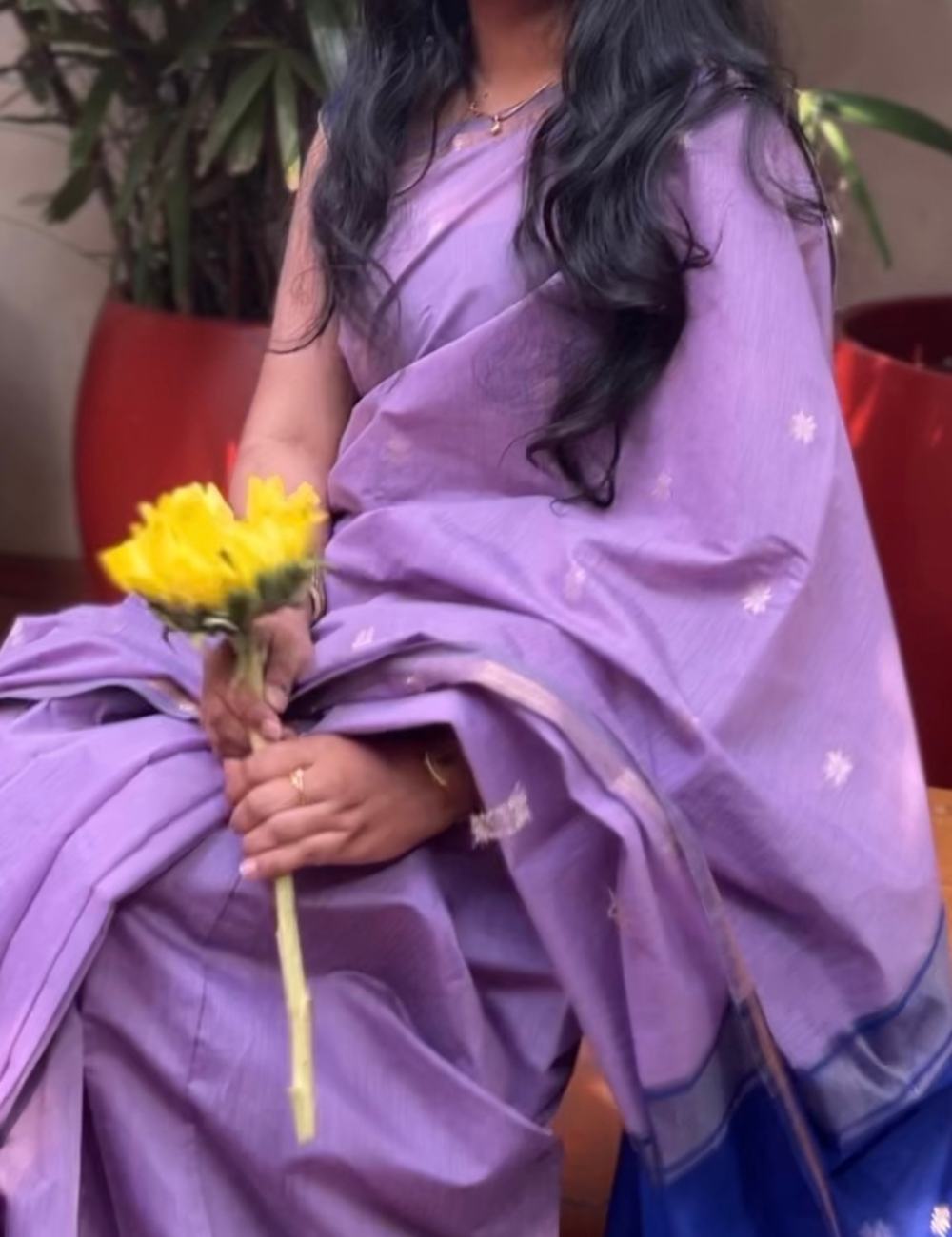 Lavender and Blue - Silk cotton Handloom Saree