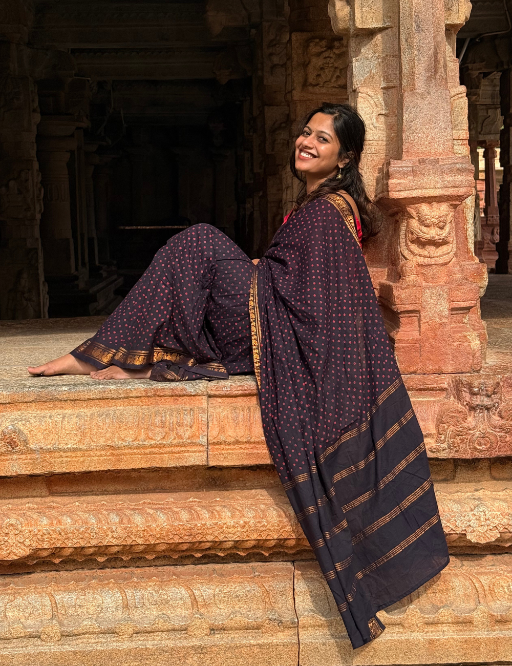 Black - Handblock Sungadi Saree