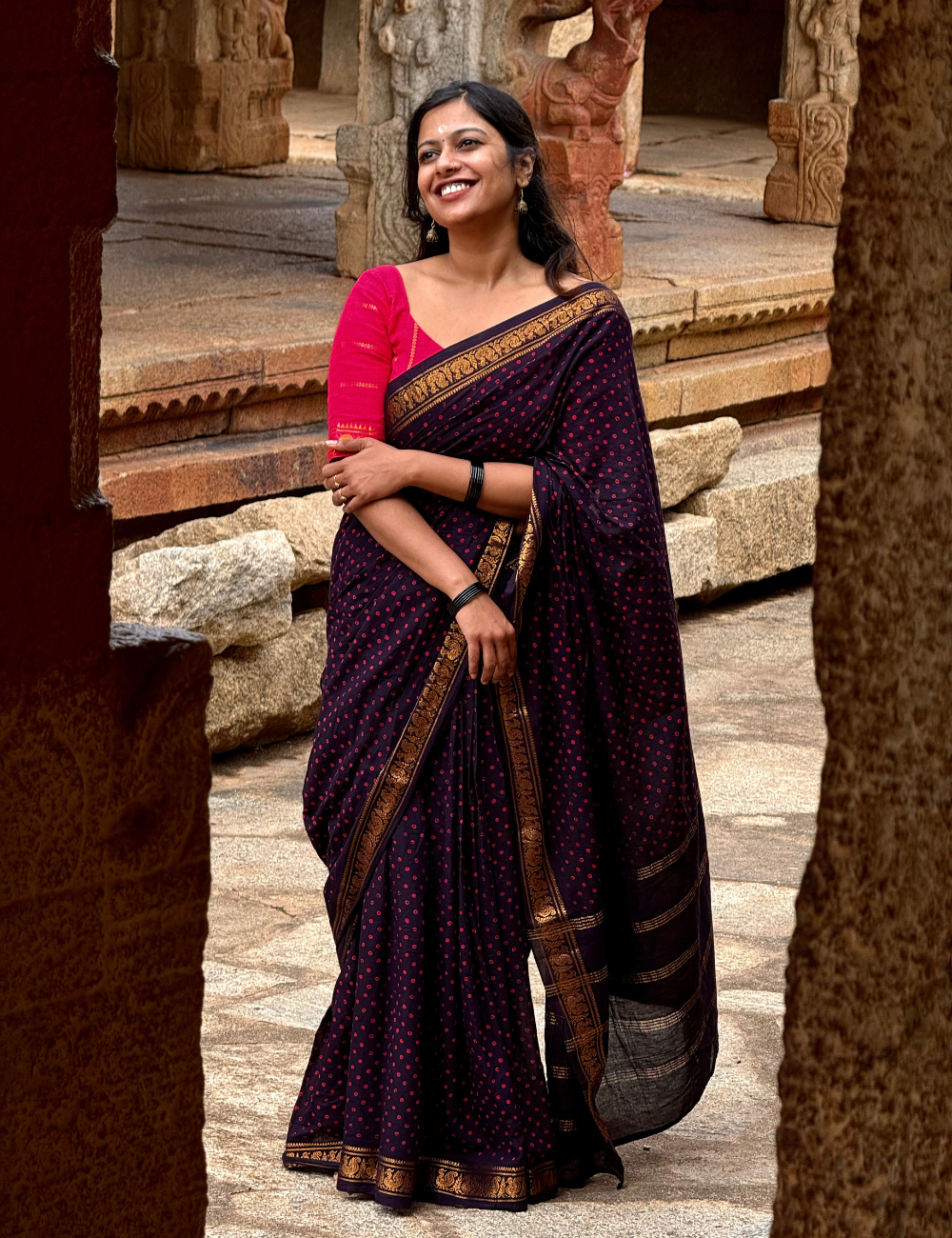 Black - Handblock Sungadi Saree