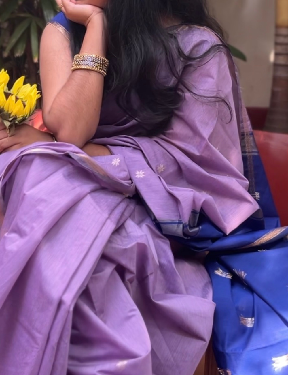 Lavender and Blue - Silk cotton Handloom Saree