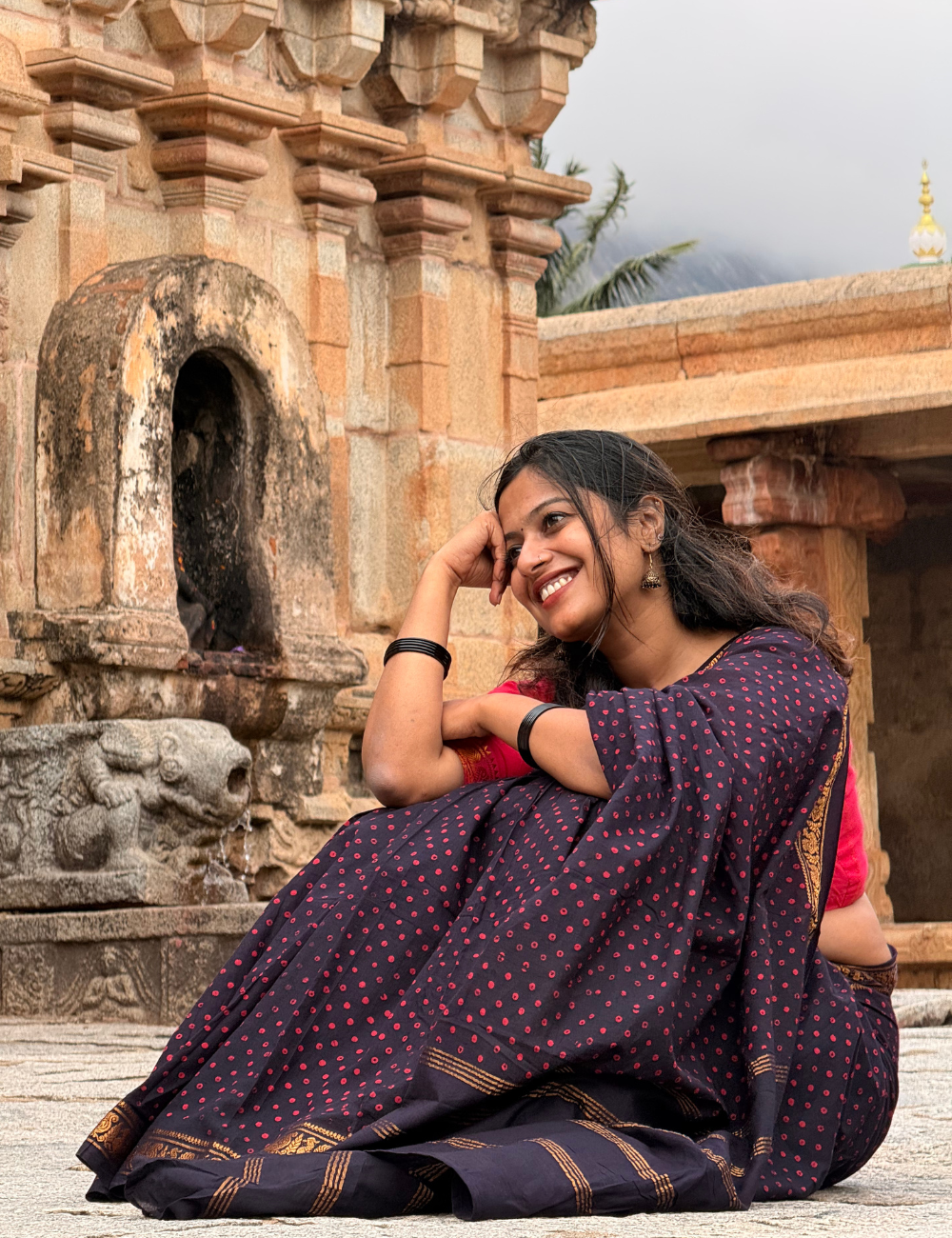 Black - Handblock Sungadi Saree
