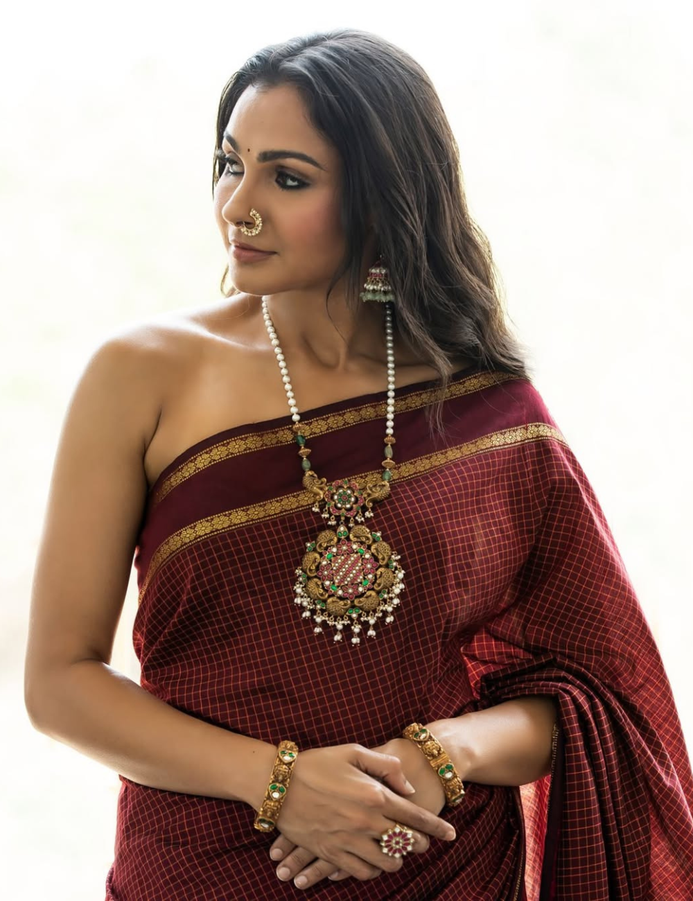 Brown - Andrea Jeremia inspired Silk Cotton Saree