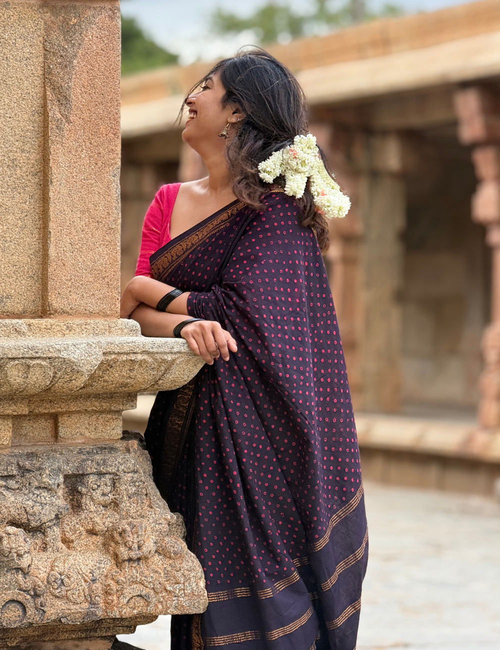 Black - Handblock Sungadi Saree
