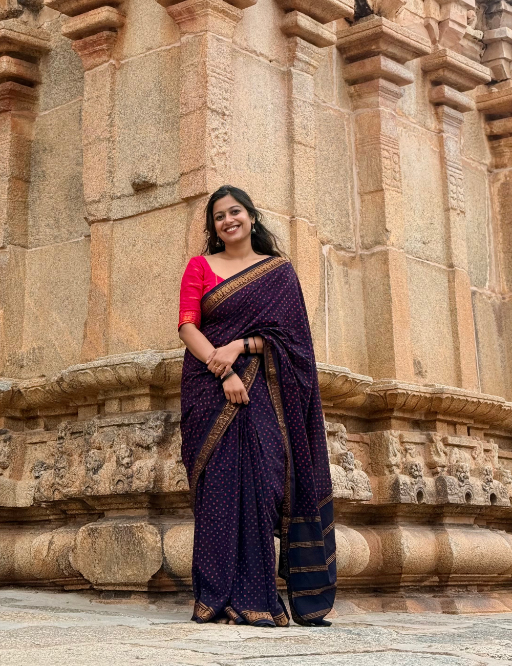 Black - Handblock Sungadi Saree