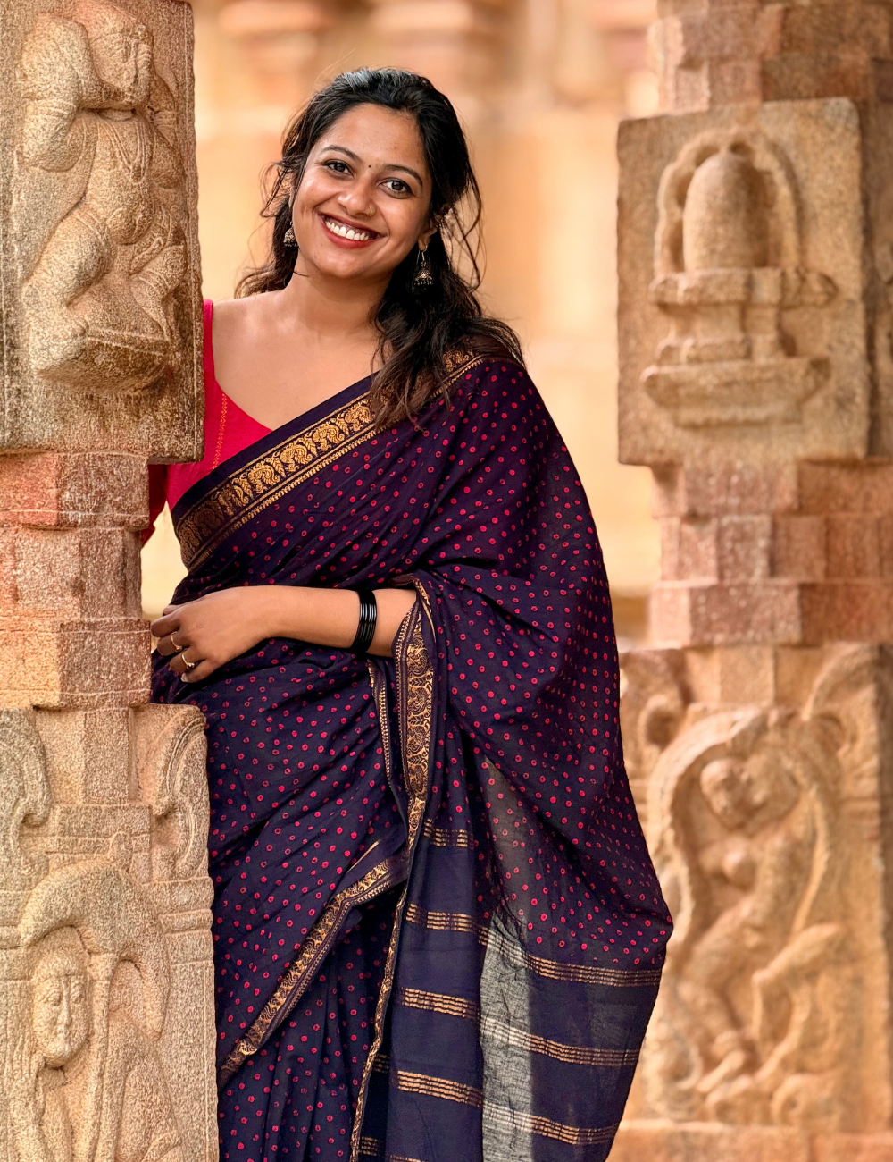 Black - Handblock Sungadi Saree