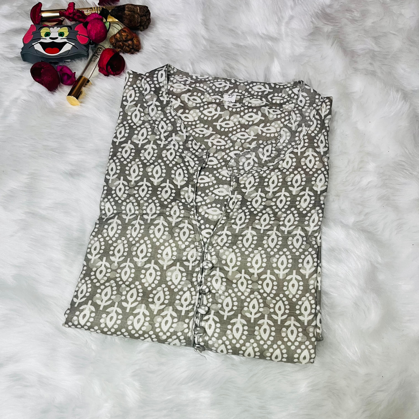 Indie Motif Cotton Kurti Top