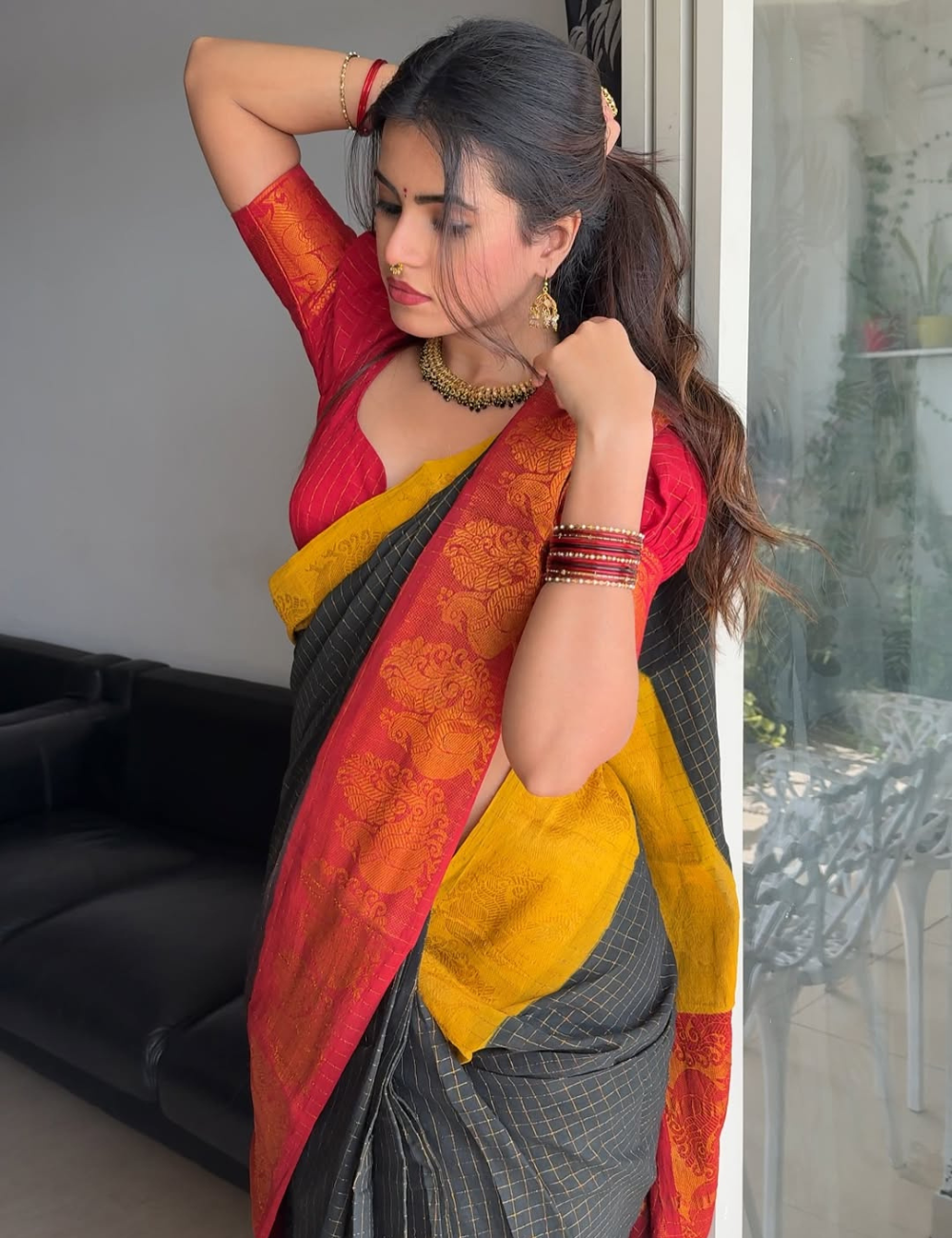 Black Ganga Jamuna - Sungadi Cotton Saree
