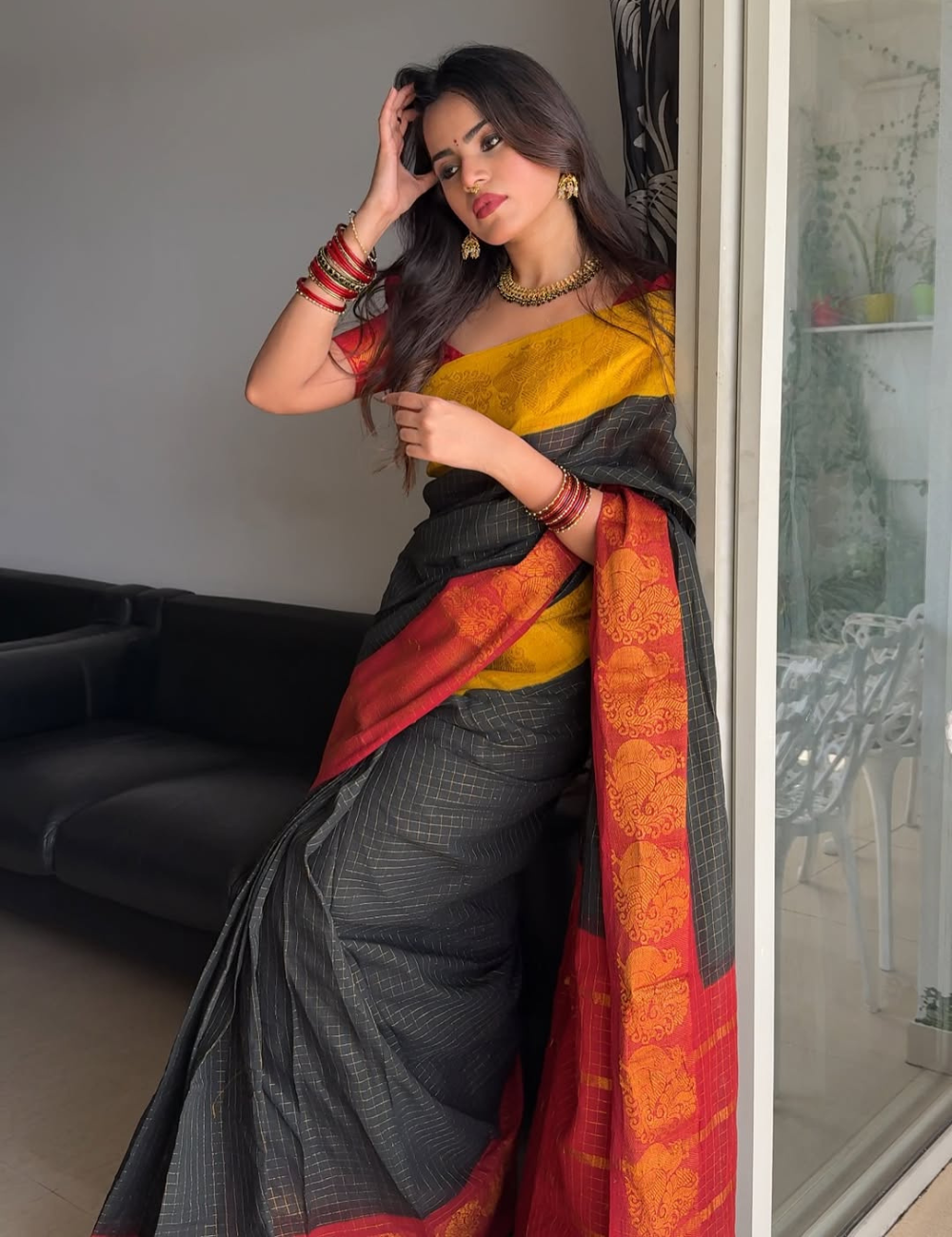 Black Ganga Jamuna - Sungadi Cotton Saree
