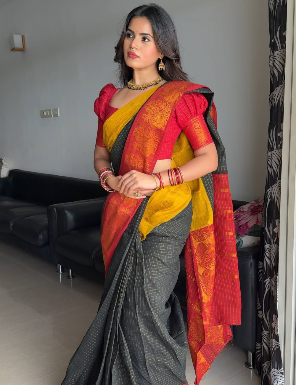 Black Ganga Jamuna - Sungadi Cotton Saree