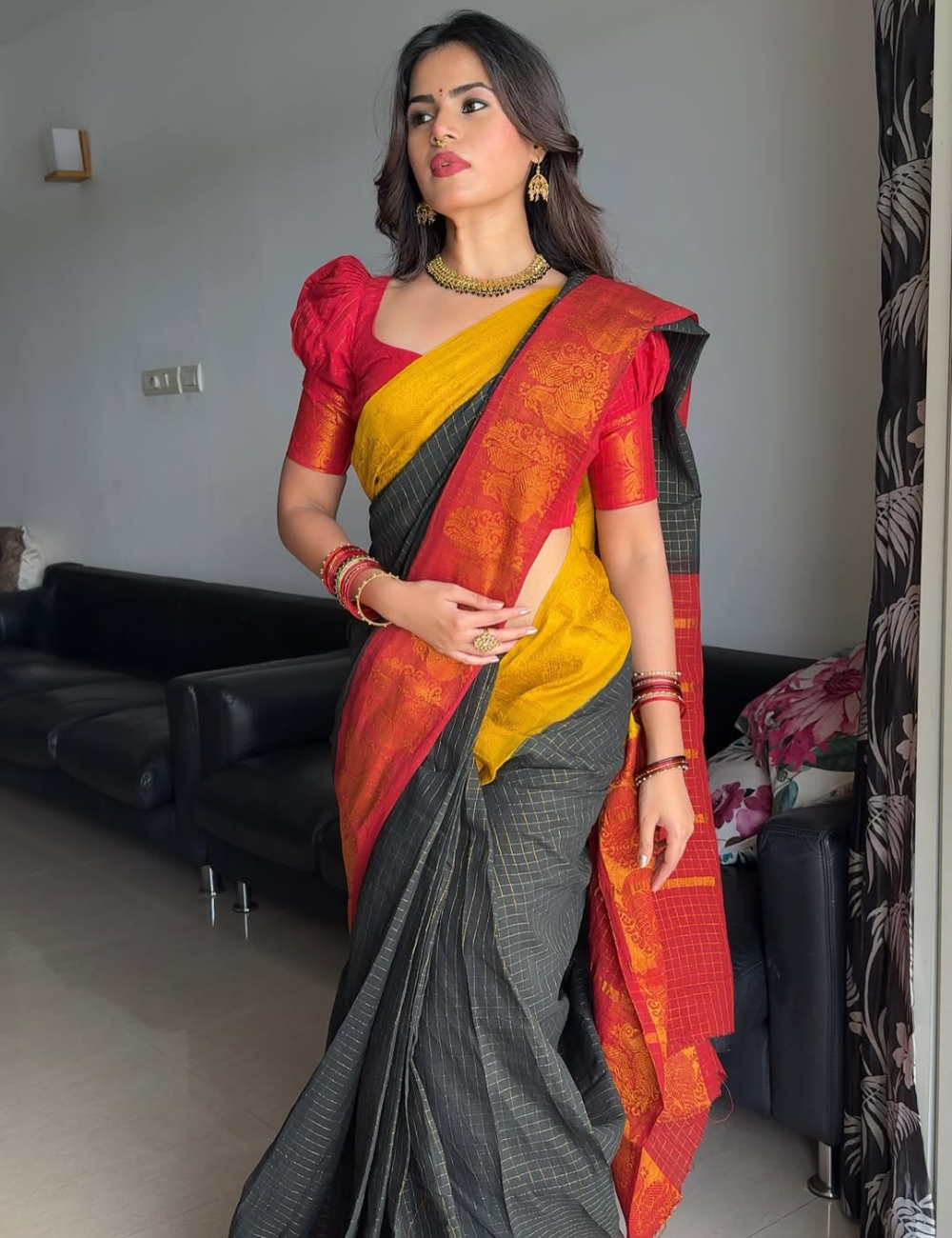 Black Ganga Jamuna - Sungadi Cotton Saree