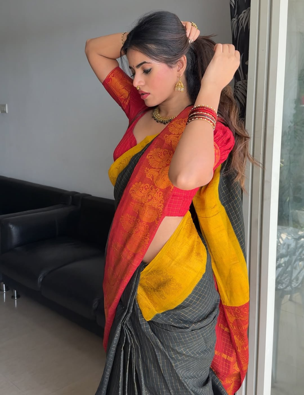 Black Ganga Jamuna - Sungadi Cotton Saree