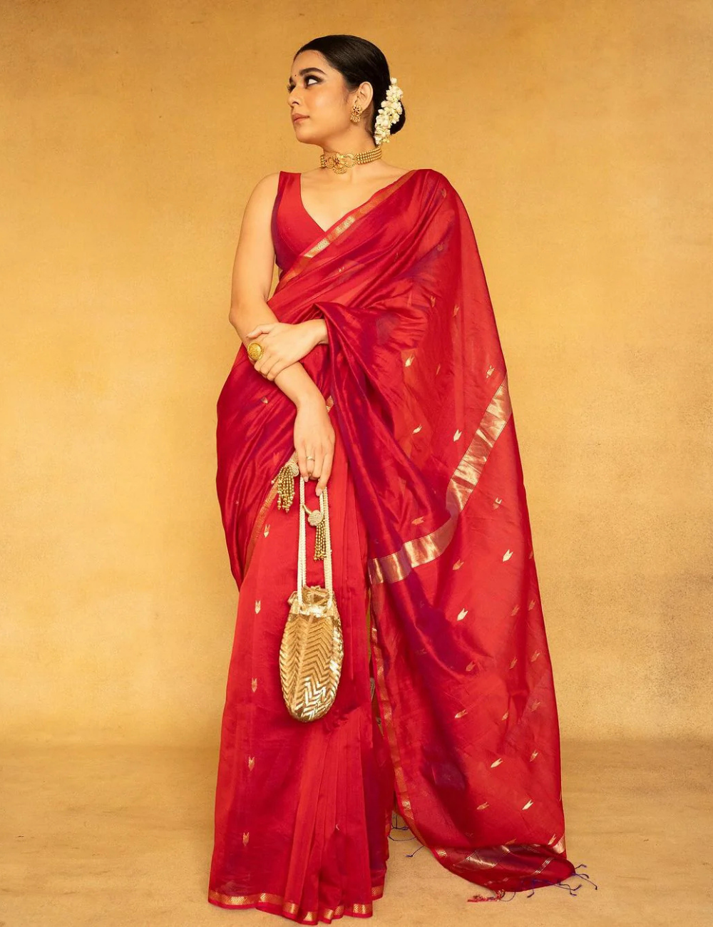 Red - Silk Cotton Handloom Saree