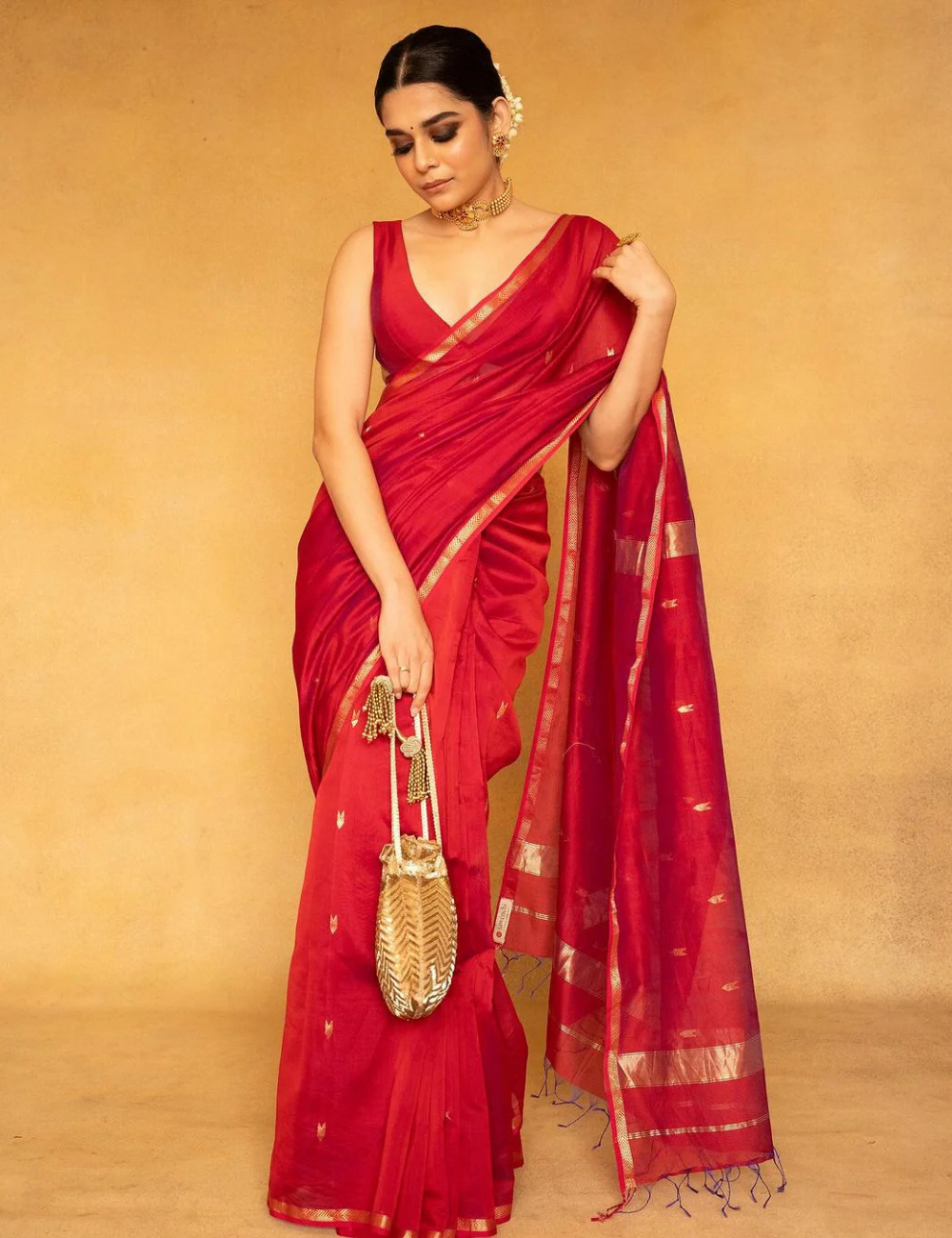 Red - Silk Cotton Handloom Saree