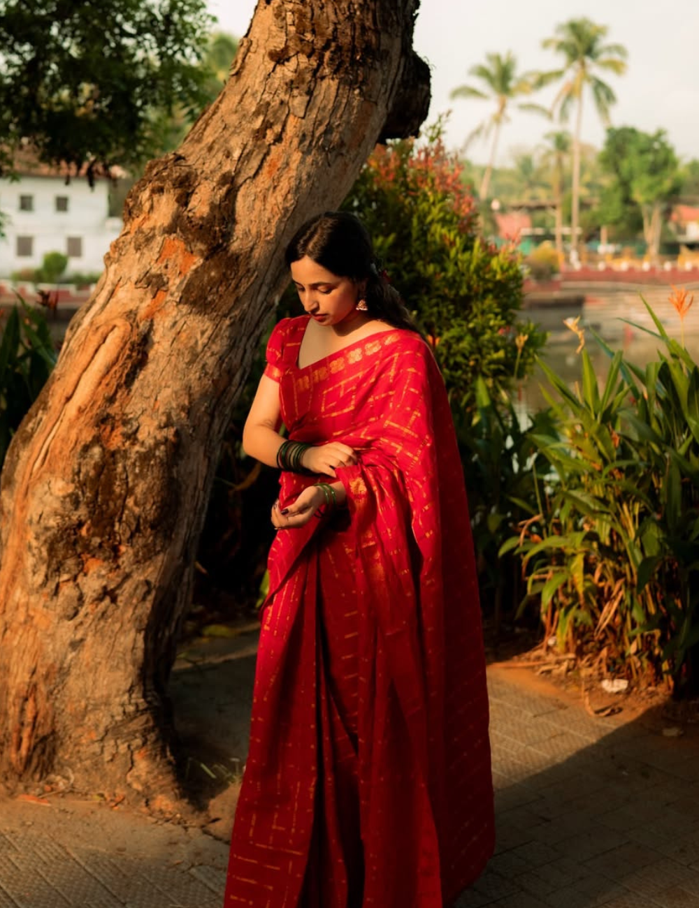 Red Sungadi Cotton Handloom Saree