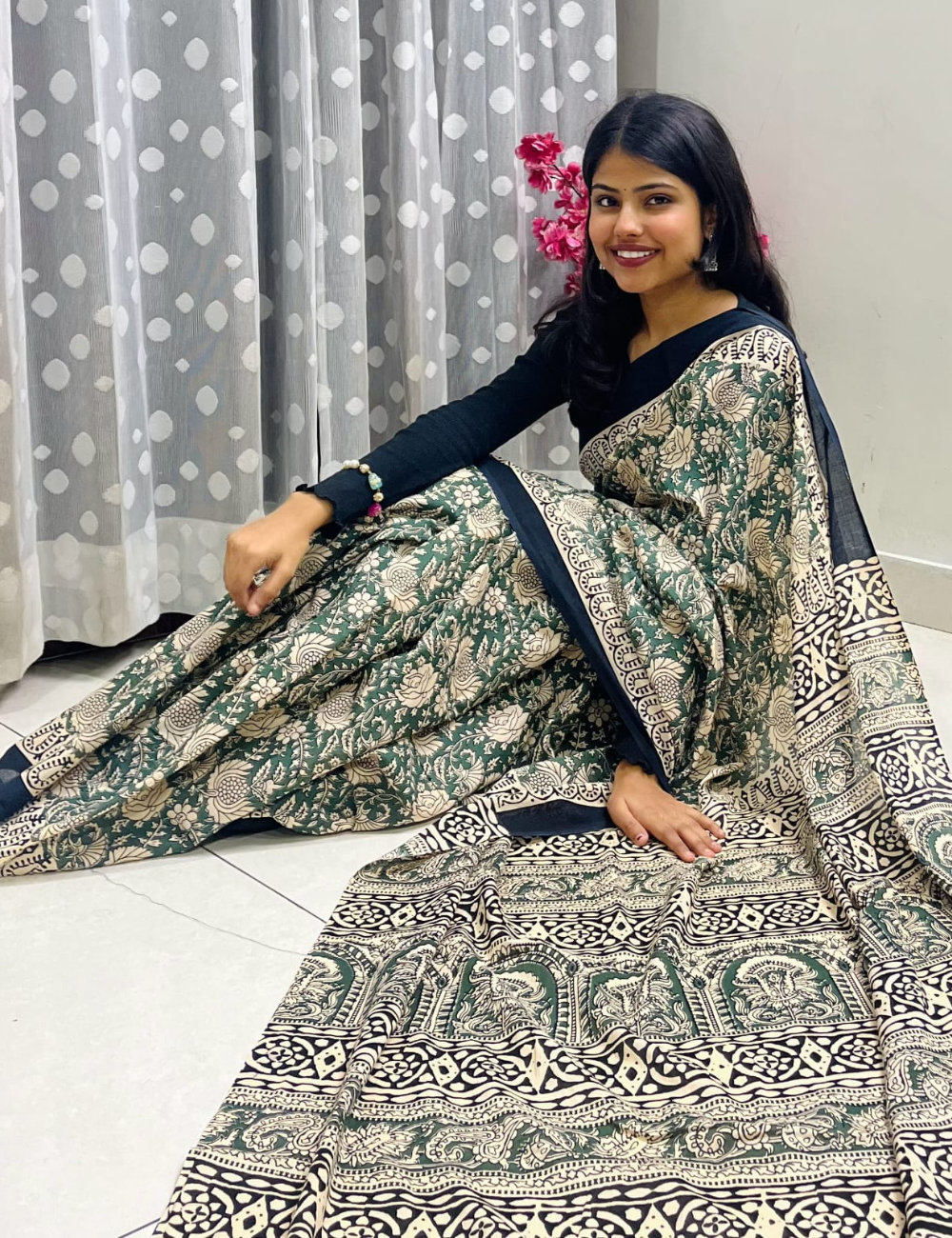 Green Mul Cotton Saree