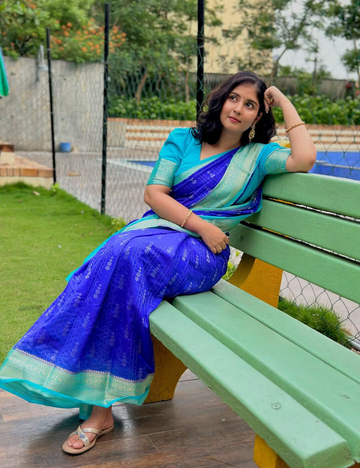 Royal blue Semi Silk Saree