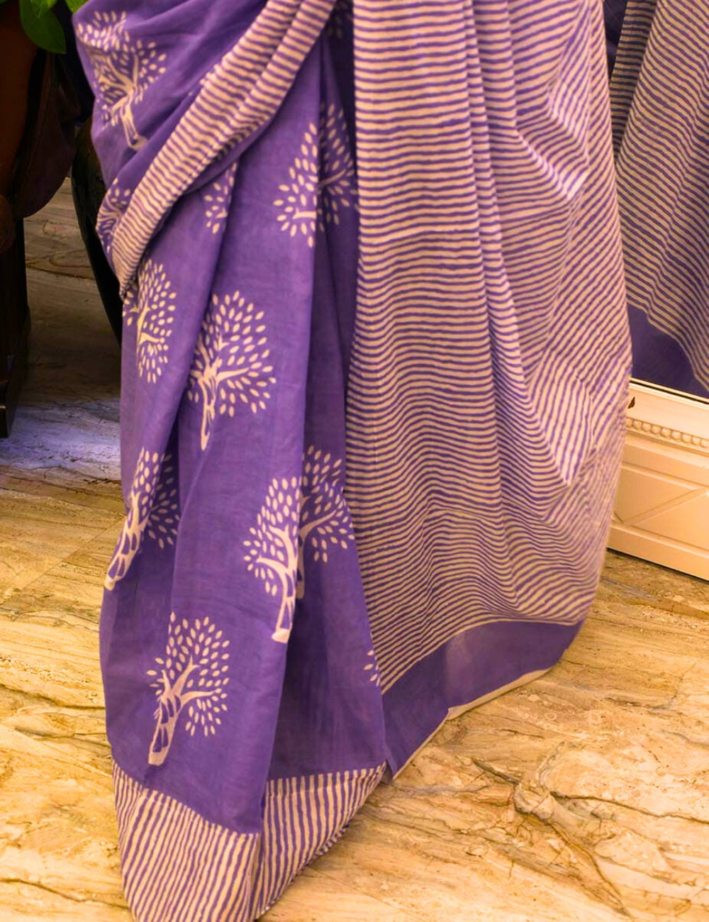 Lavender 100% Mul Cotton Saree