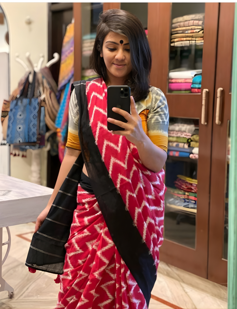 Pink Mul Cotton Saree