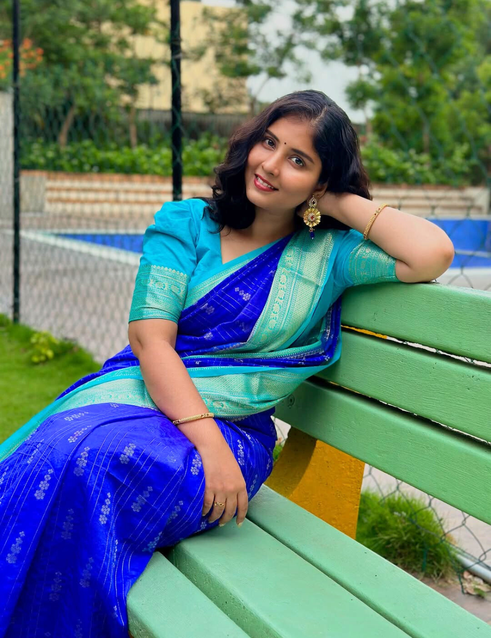 Royal blue Banarasi Chiniya Silk Saree