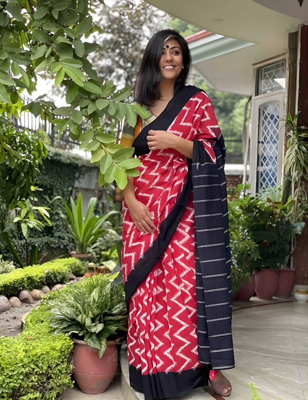 Pink Mul Cotton Saree