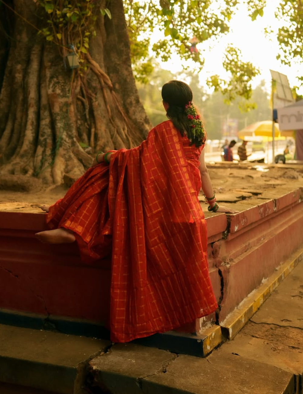 Red Sungadi Cotton Handloom Saree