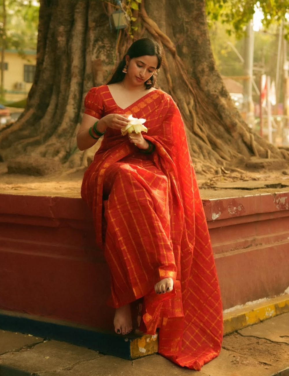 Red Sungadi Cotton Handloom Saree