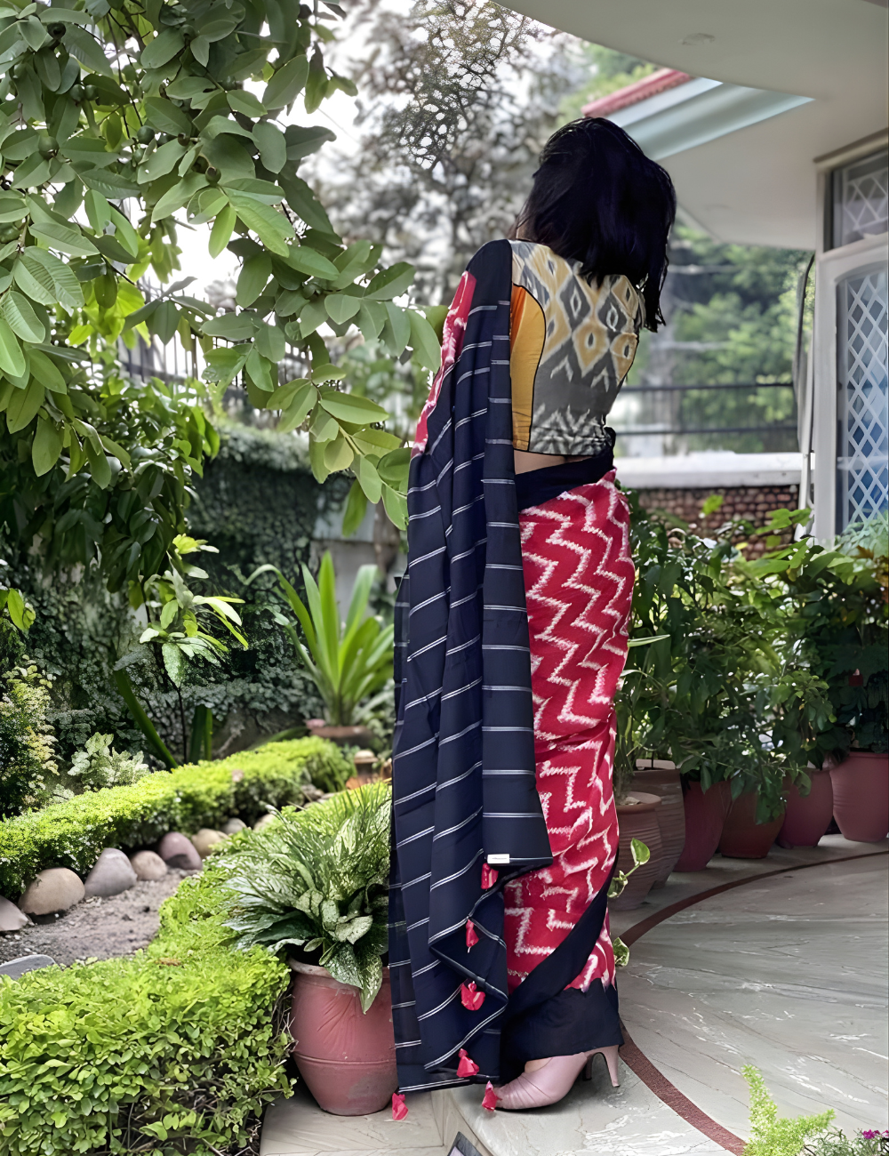 Pink Mul Cotton Saree