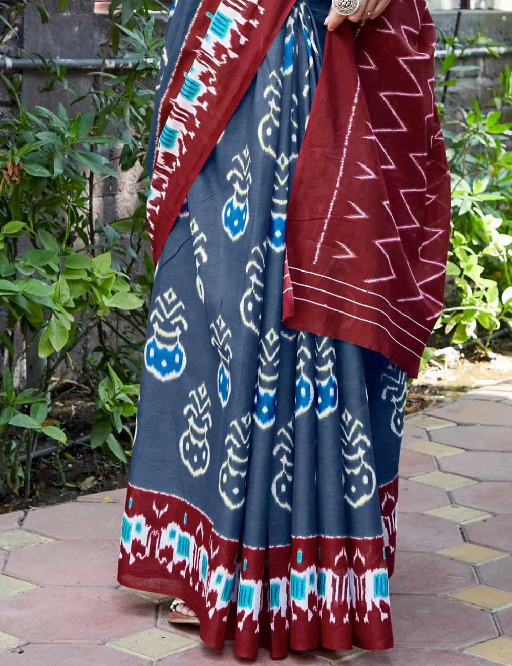Grey Jaipuri Printed Mul Cotton Saree