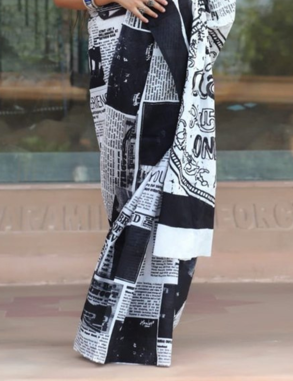 Newspaper Mul Cotton Saree