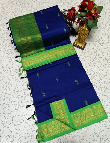 Blue Butta Kalyani Silk Cotton Saree