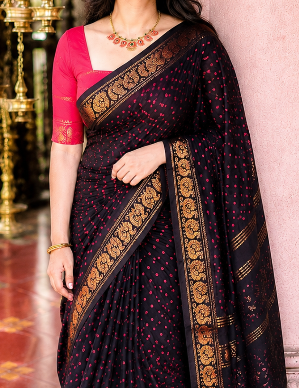 Black - Handblock Sungadi Saree
