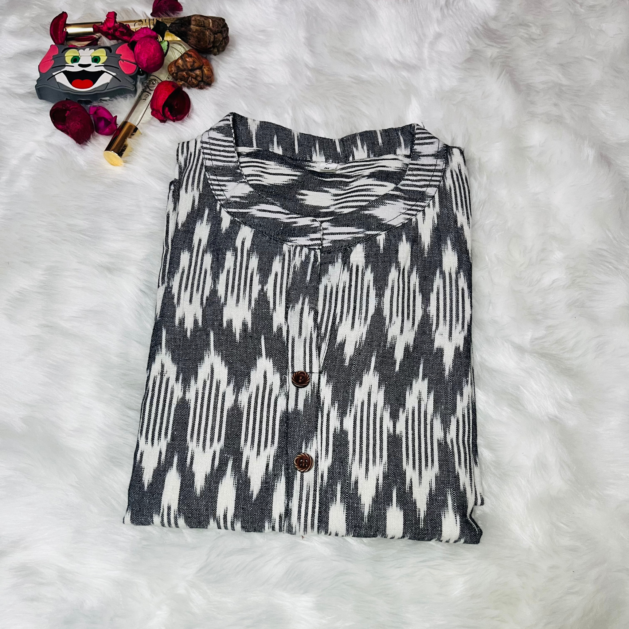 Ikkat Charm Cotton Kurti Top