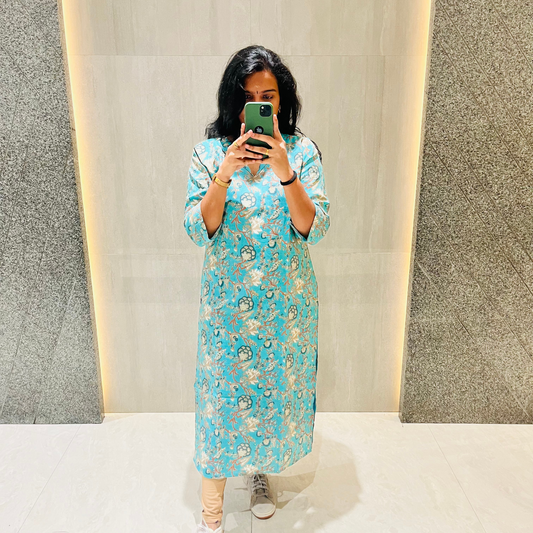 Aqua Reverie Kurti Top