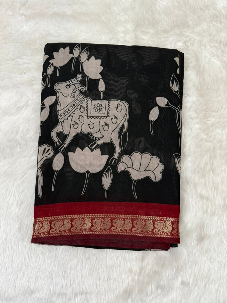 Black Traditional Pichwai Silk Saree