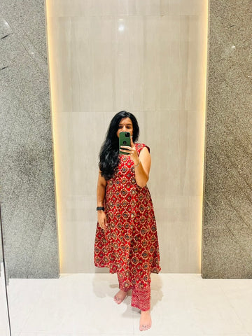 Ruby Red Ethnic Co-ord Set