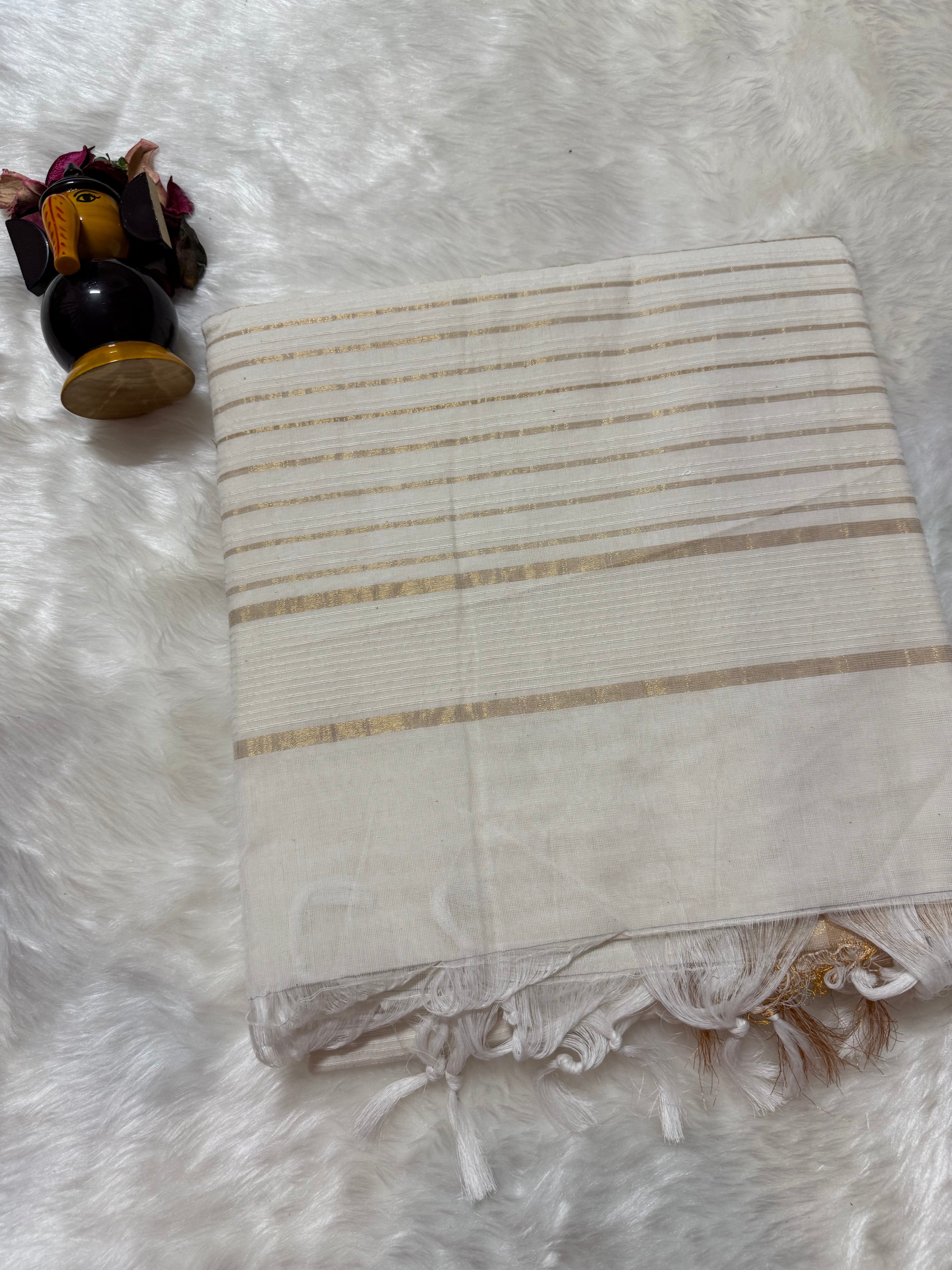 White Jute Cotton Saree