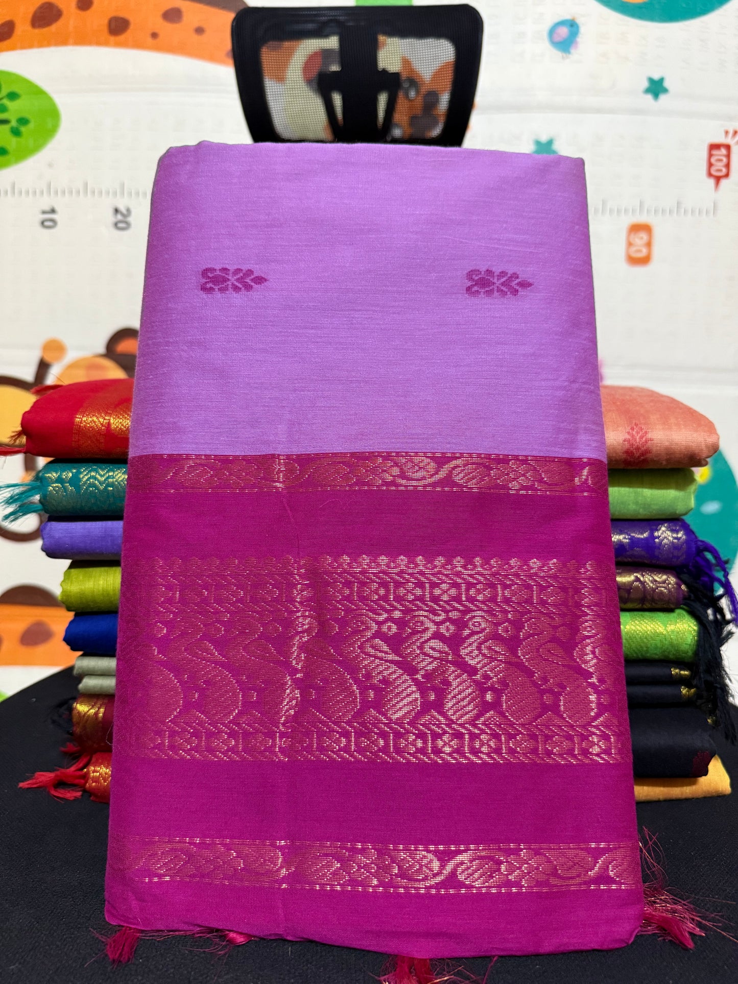 Lavender Butta Kalyani Silk Cotton Saree