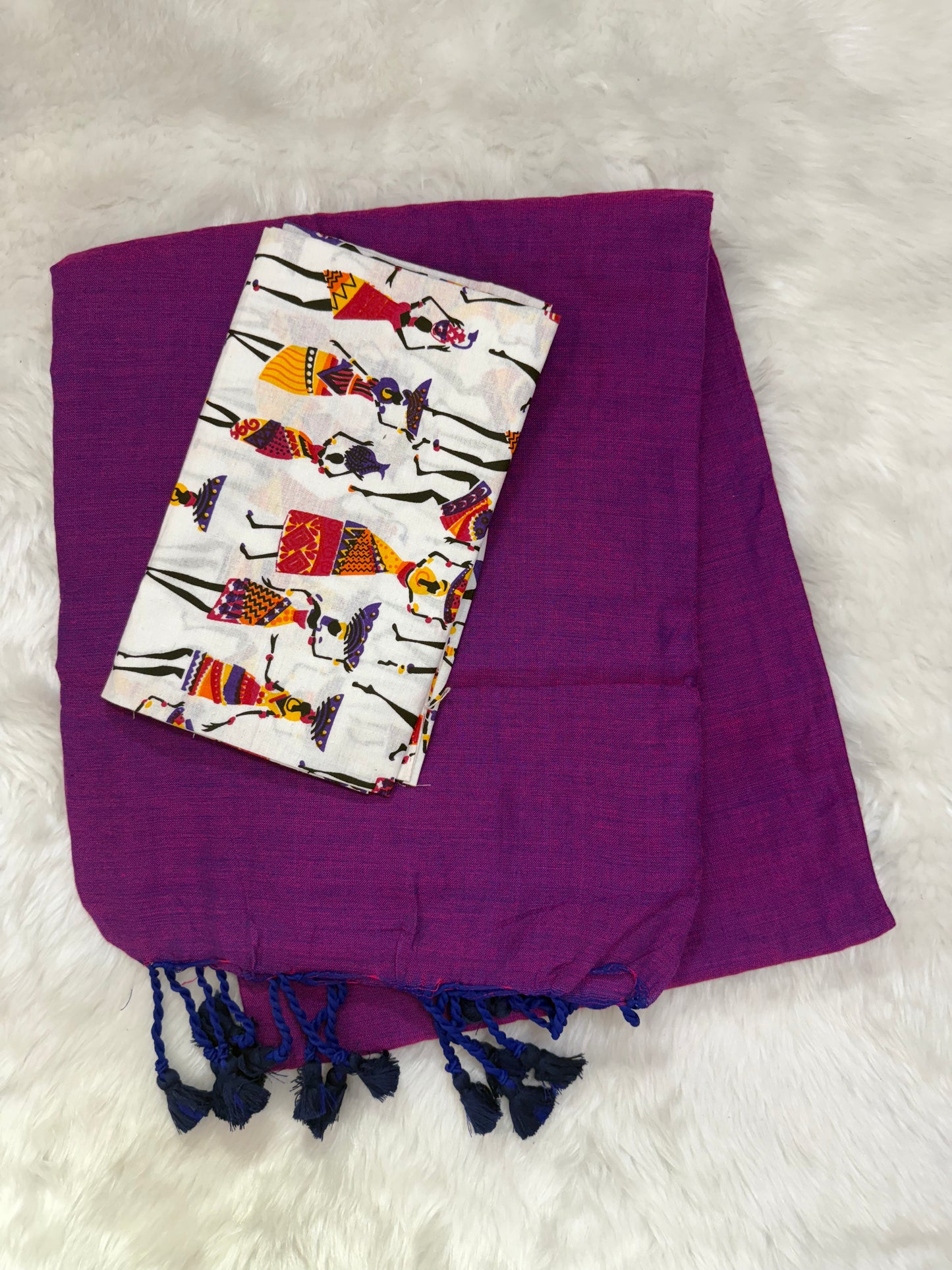 Purple - Khadi Combo Saree