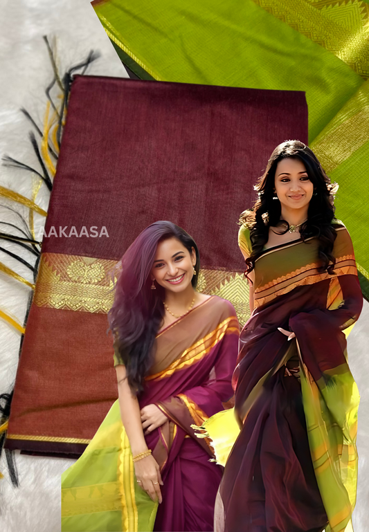 Trisha Vinnaithaandi Varuvaayaa - Deep Wine Maroon Mangalagiri Handloom silk Saree