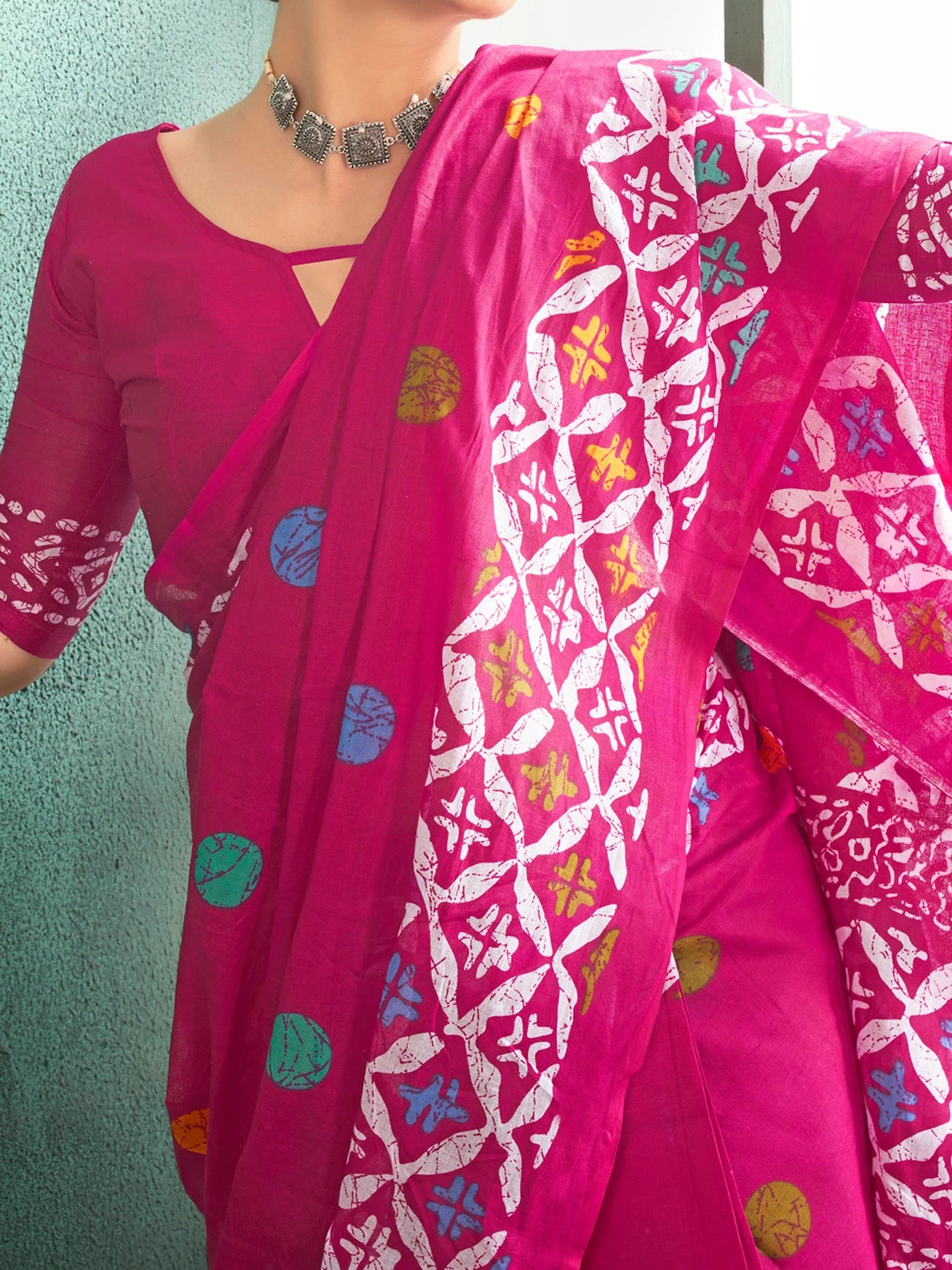 Pink Jaipuri Printed Mul Cotton Saree