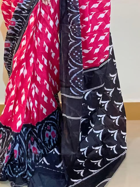 Rani Pink Jaipuri Printed Mul Cotton Saree