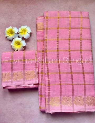 Baby Pink Pure Sungadi Cotton Handloom Saree