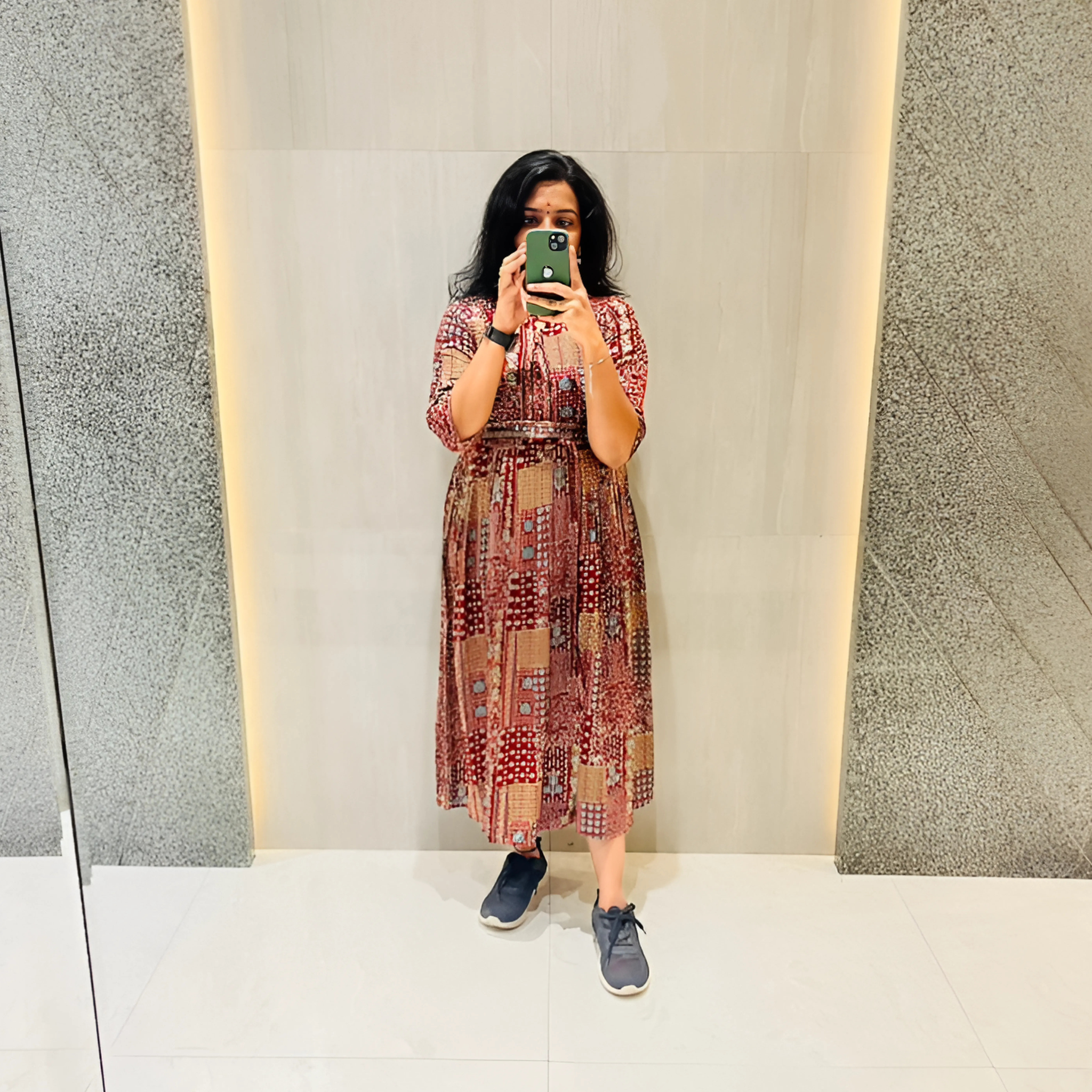 Earthy Patch Midi Dress